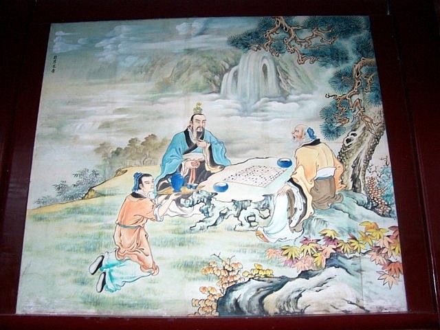 Temple QingYang gong - Peinture de joueurs de GO