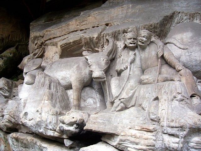 Baoding - Bas relief about the oxherding tale