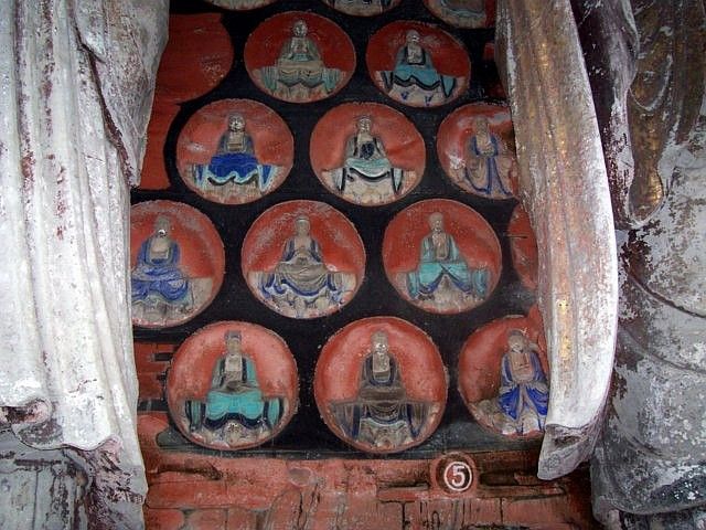 Baoding - Bas-reliefs du fond de la niche des bodhisattvas