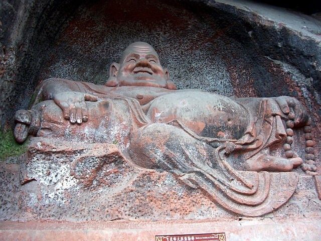 Site bouddhique de Leshan - Sculpture du Bouddha au gros ventre