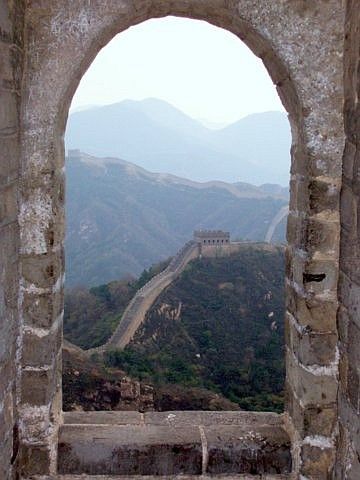 Badaling - window overlooking the great wall