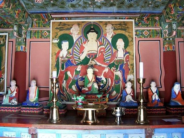 Temple Haeinsa - Bouddha et disciples de Bouddha