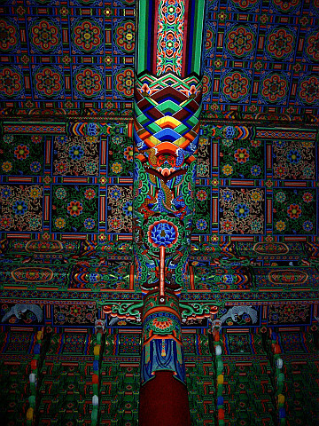 Temple Bongwonsa - Décorations du plafond