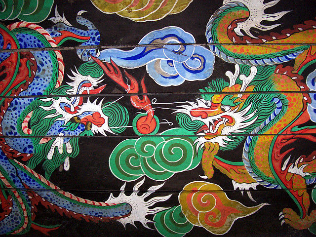 Wongudan - Peinture au plafond des arches de l'entrée