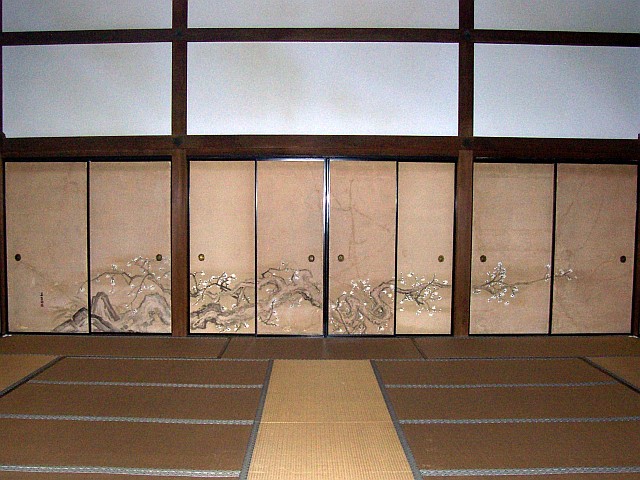 Temple Ryoan-ji - Portes coulissantes avec motif de branches