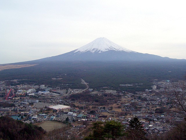 Volcano of Mount Fuji with its snow cap