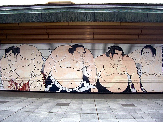 Sumo stadium - Mural of rikishi