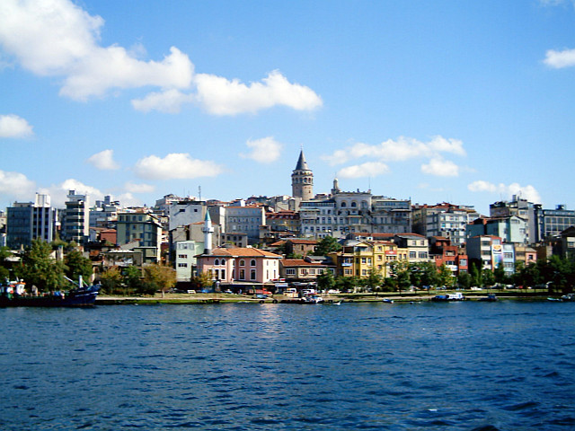 Bank of the Bosphorus with the Galata tower