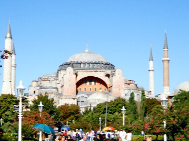 Hagia Sophia basilica with four minarets