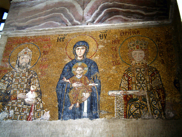 Mosaïques dorées de la basilique Sainte-Sophie - Vierge et Enfant