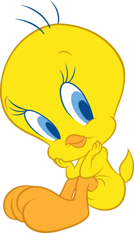 Tweety sitting with hands on his head