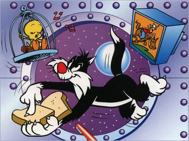 Tweety and Sylvester in space