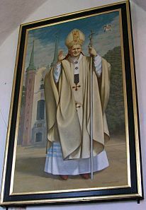 Cathédrale Oliwa - Tableau représentant le Pape Jean-Paul II