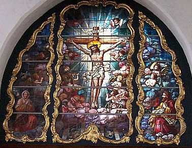 Gdańsk - Vitrail du Christ dans l'église Notre-Dame