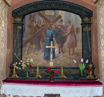 Kalwaria Zebrzydowska - Intérieur d'une chapelle du chemin de croix