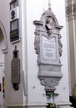 Varsovie - Pilier avec l'urne funéraire contenant le coeur de Frédéric Chopin