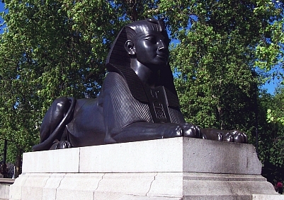 Sphinx at the foot of the obelisk