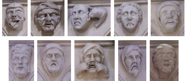 Temple church - Sculpted faces