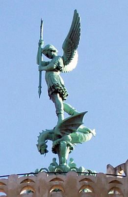 Fourviere basilica - Statue of archangel St Michael