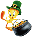 Tweety leprechaun with cauldron in Ireland